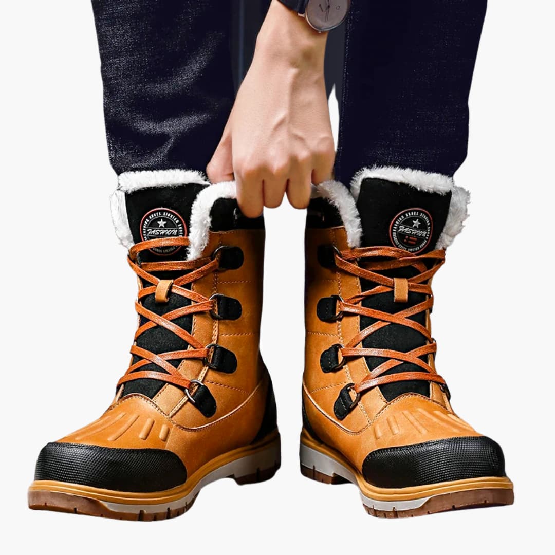 Herren Winterstiefel mit Schnürverschluss und Gummilaufsohle