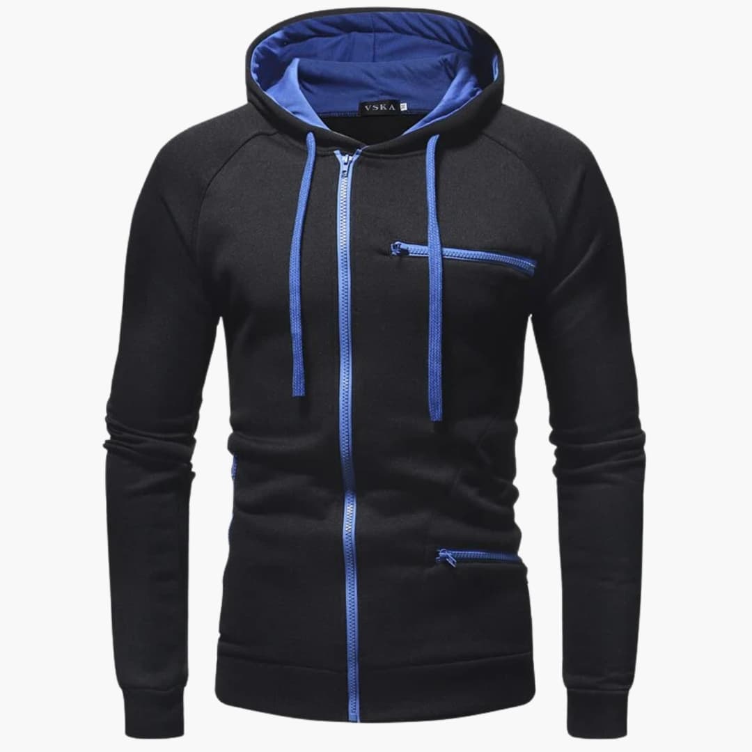 Herren Zip Hoodie mit Kapuze und Taschen