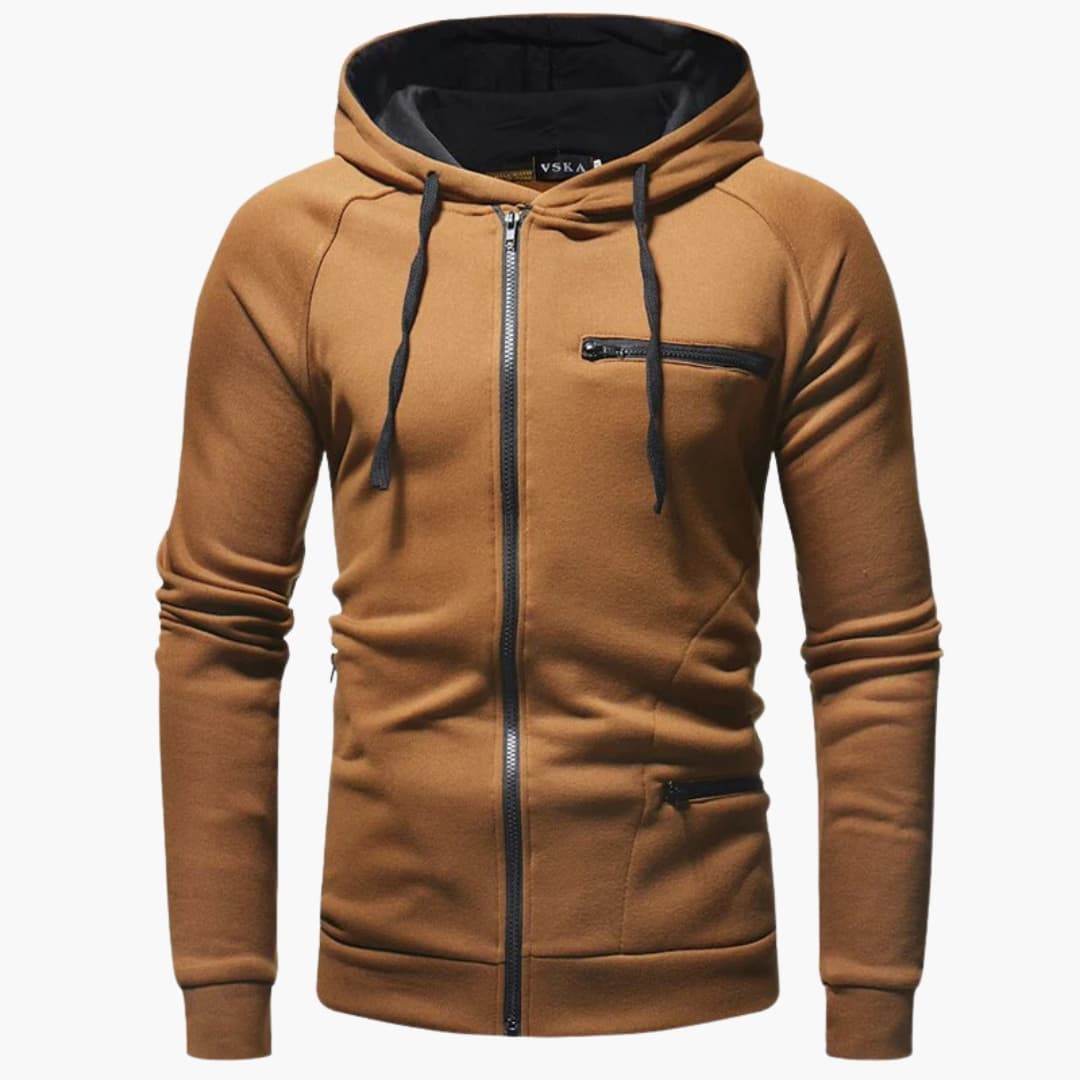 Herren Zip Hoodie mit Kapuze und Taschen