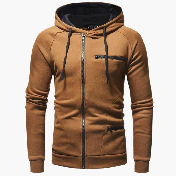Herren Zip Hoodie mit Kapuze und Taschen