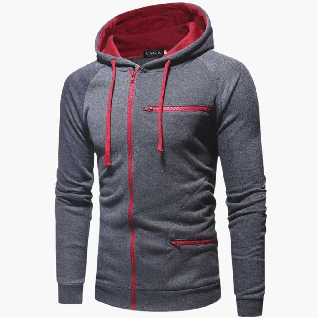 Herren Zip Hoodie mit Kapuze und Taschen