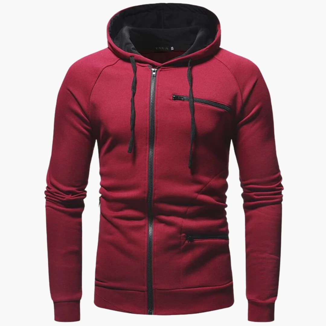 Herren Zip Hoodie mit Kapuze und Taschen