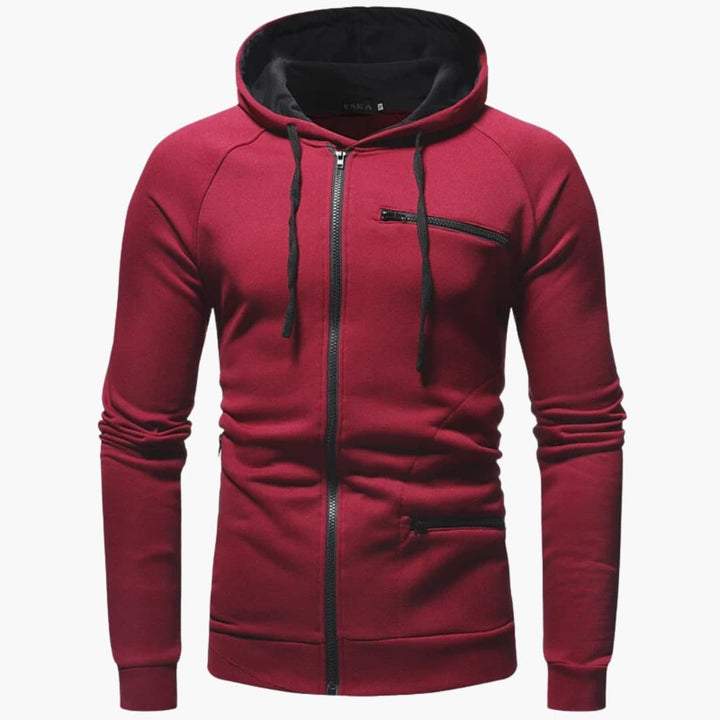 Herren Zip Hoodie mit Kapuze und Taschen