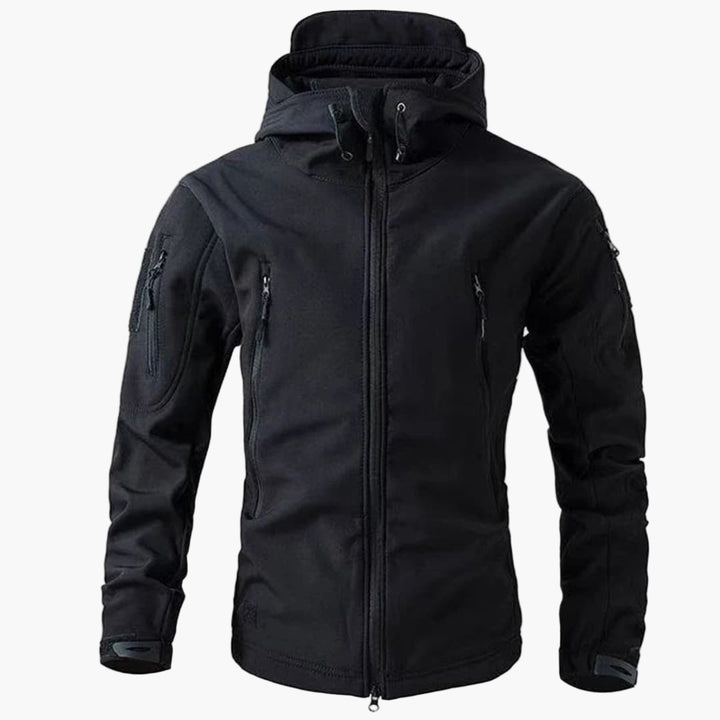 Herrenjacke mit Reißverschlusstaschen und Kapuze