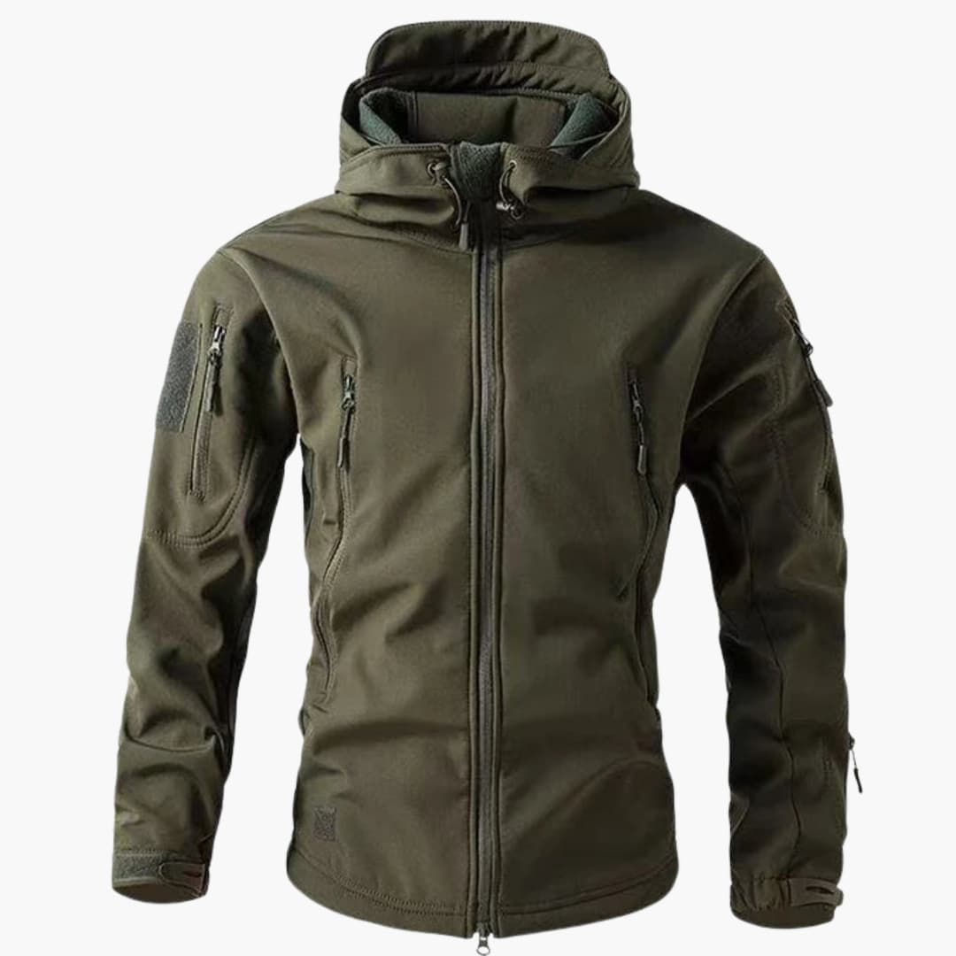 Herrenjacke mit Reißverschlusstaschen und Kapuze