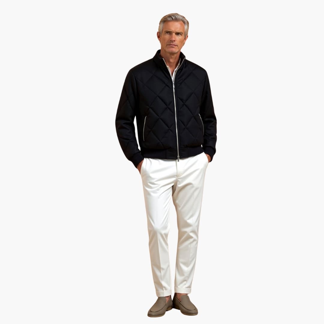 Herrenjacke mit Reißverschluss und Gesteppter Oberfläche