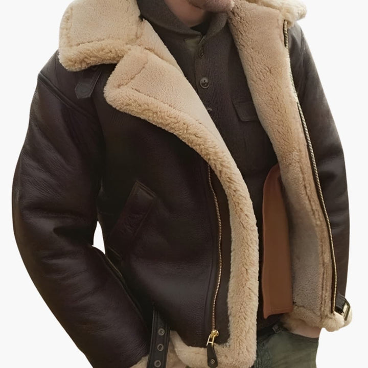 Herrenjacke mit Reißverschluss und Kunstfellfutter