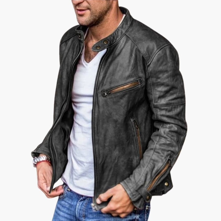 Herrenjacke mit Reißverschluss und Stehkragen