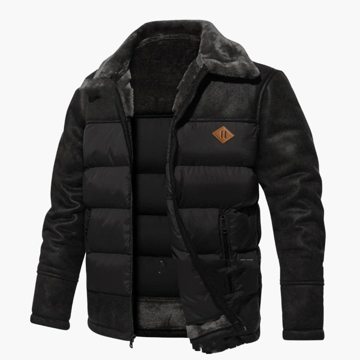 Herrenjacke mit Steppung und Kunstfellkragen