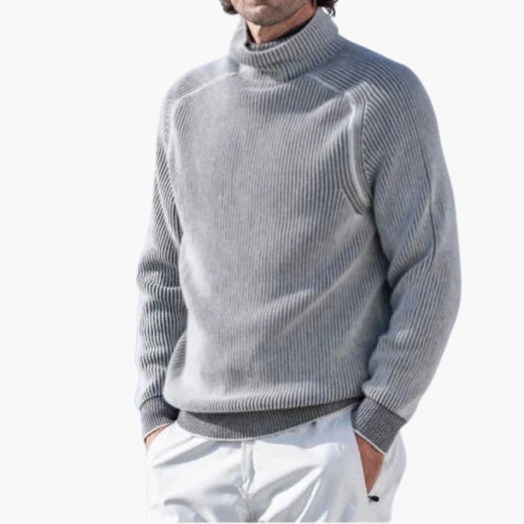 Herren pullover mit Rollkragen und Rippstruktur