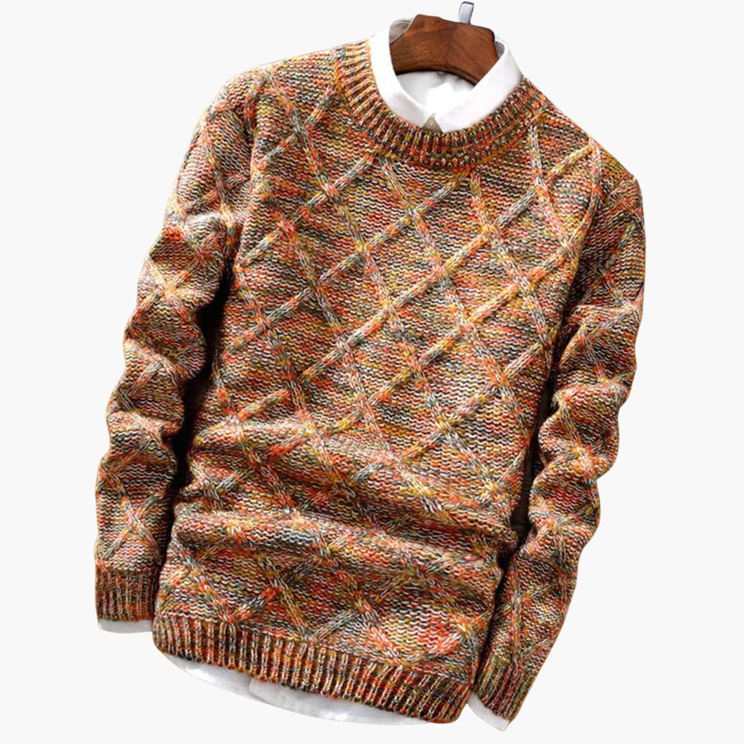 Herren pullover mit Rundhalsausschnitt und strukturierter Oberfläche