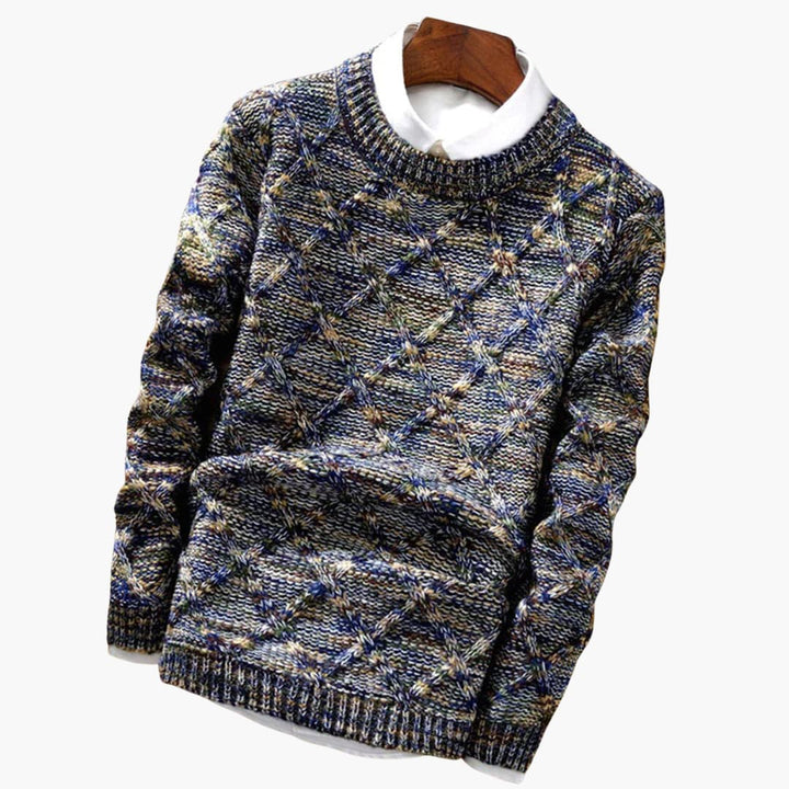 Herren pullover mit Rundhalsausschnitt und strukturierter Oberfläche