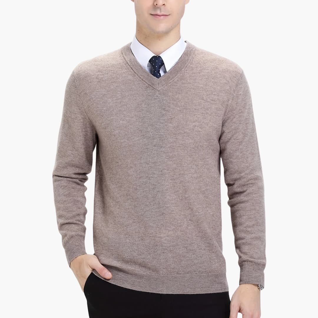 Herrenpullover mit V Ausschnitt und langen Ärmeln