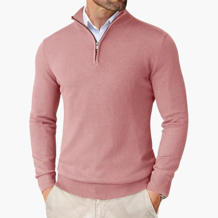 Herren pullover mit Viertelreißverschluss und langen Ärmeln