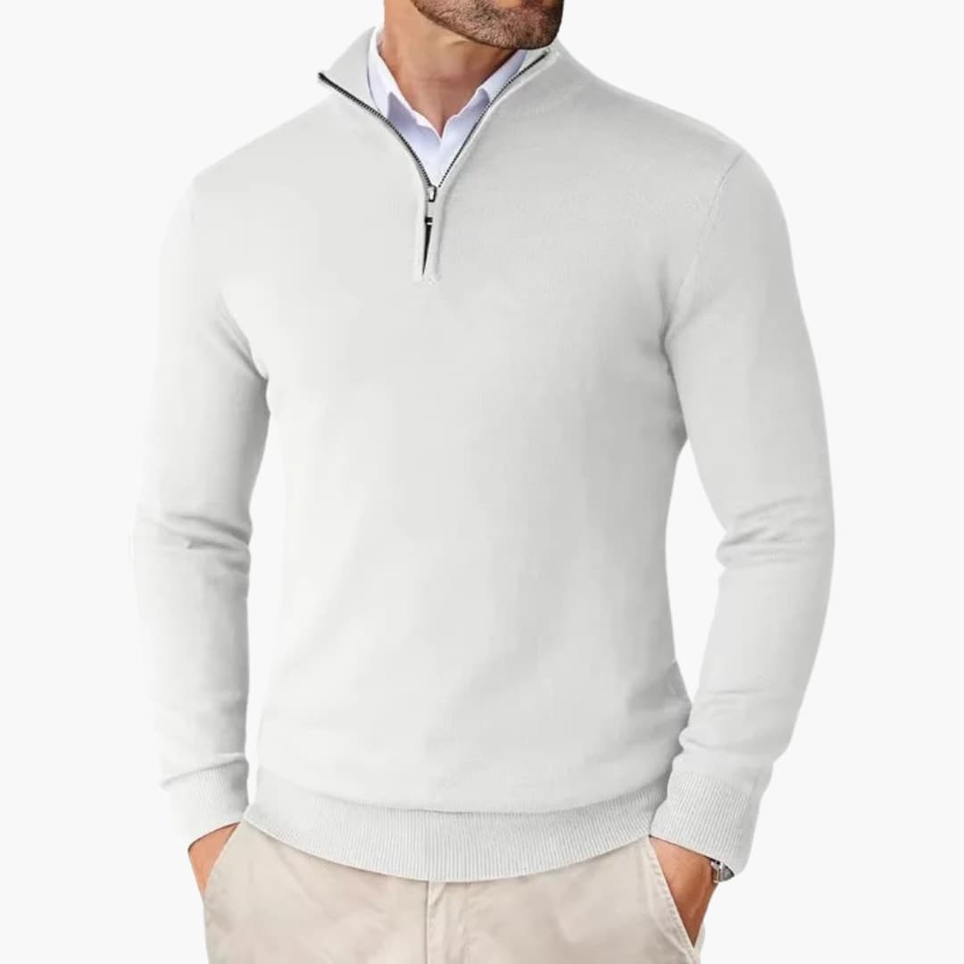 Herren pullover mit Viertelreißverschluss und langen Ärmeln