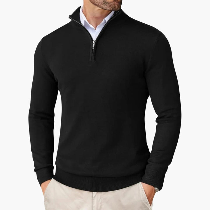 Herren pullover mit Viertelreißverschluss und langen Ärmeln