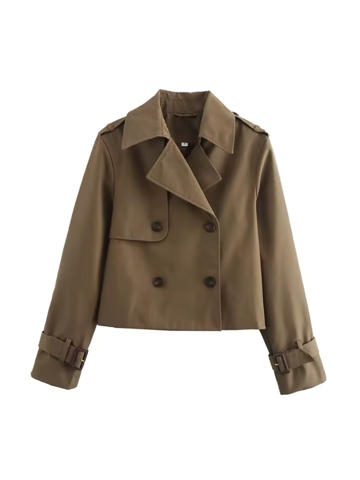 Damen Trenchcoat mit Reverskragen und Gürtelmanschetten