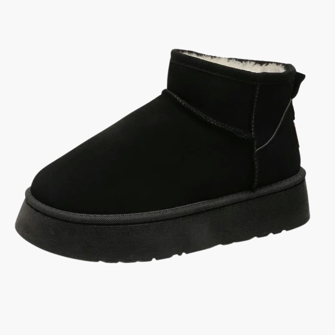 Plateau Mini Stiefel mit Lammfellfutter und dicker Sohle