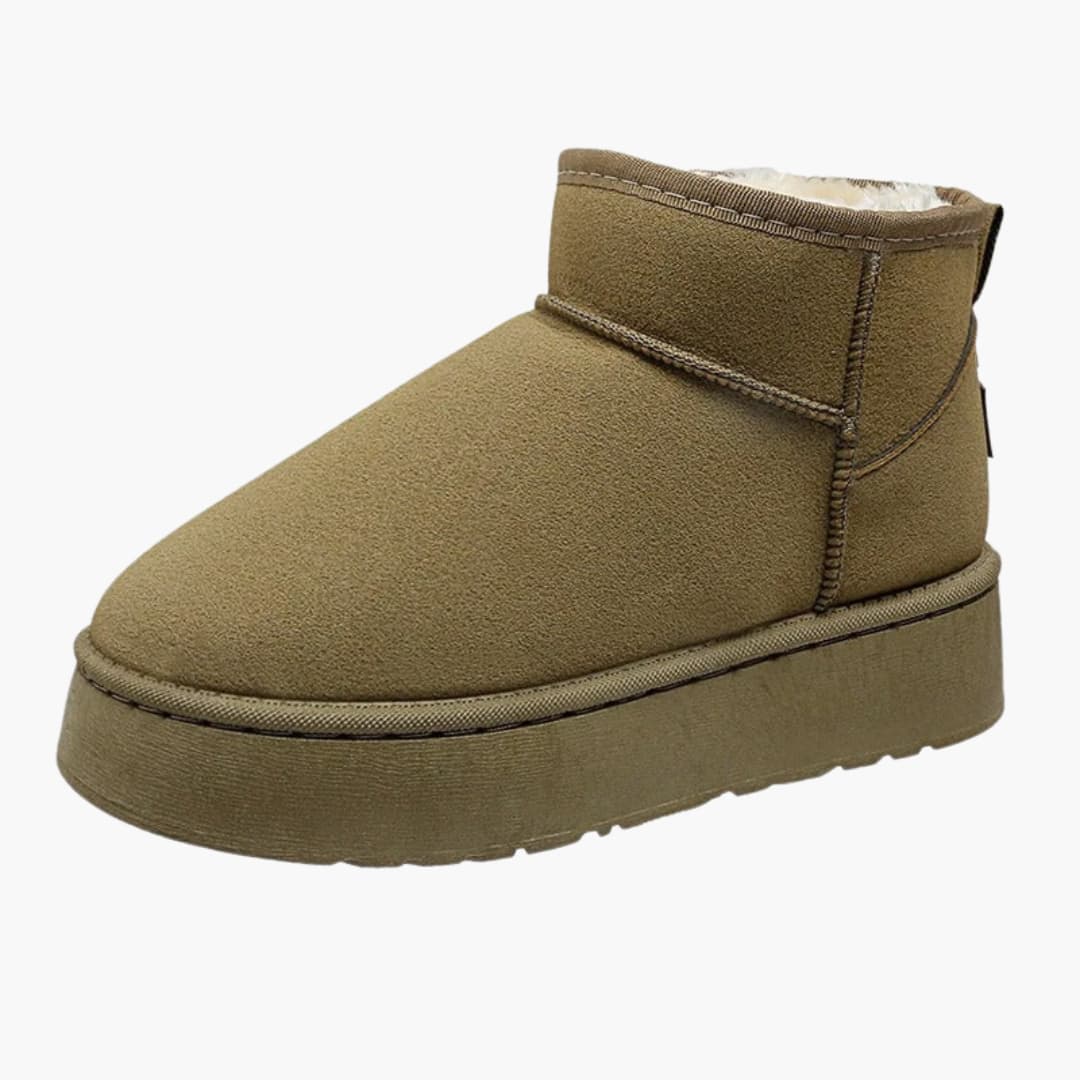 Plateau Mini Stiefel mit Lammfellfutter und dicker Sohle