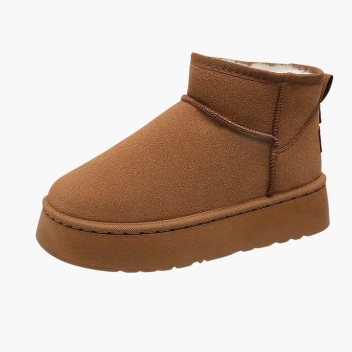 Plateau Mini Stiefel mit Lammfellfutter und dicker Sohle