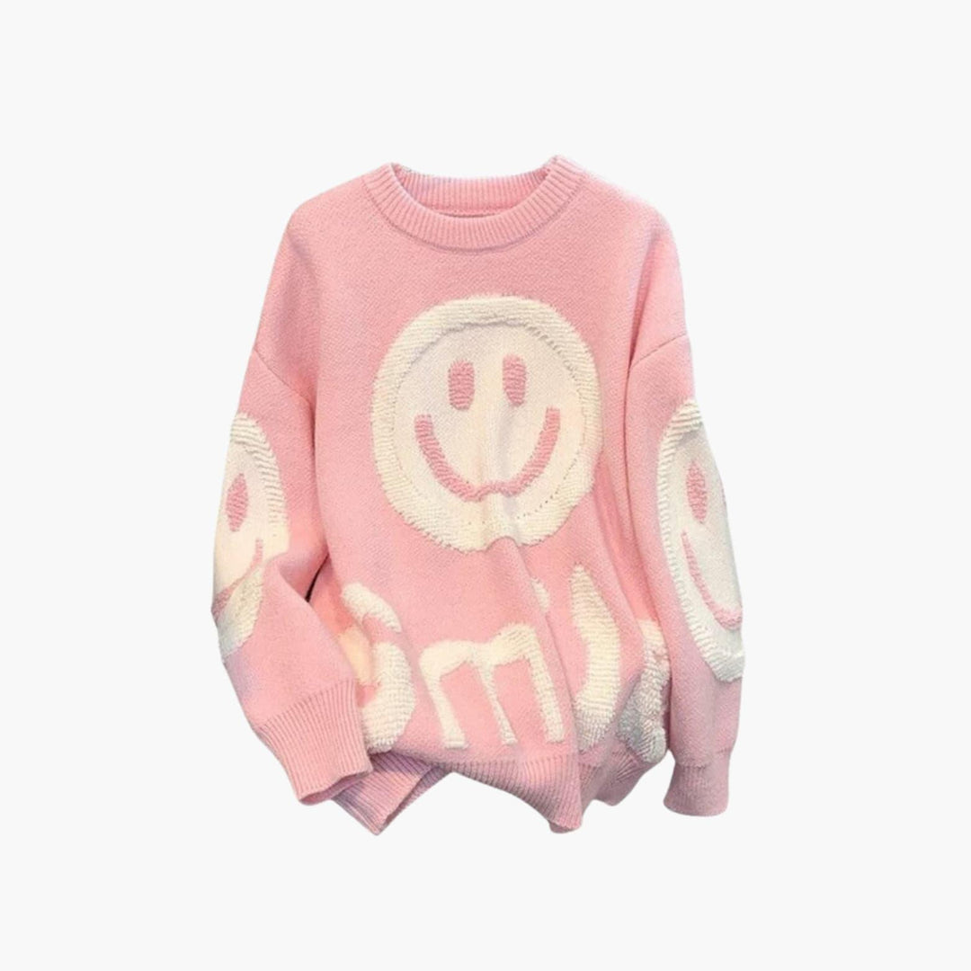 Trendiger, gemütlicher Smiley-Pullover für Damen - SchmiedeMode