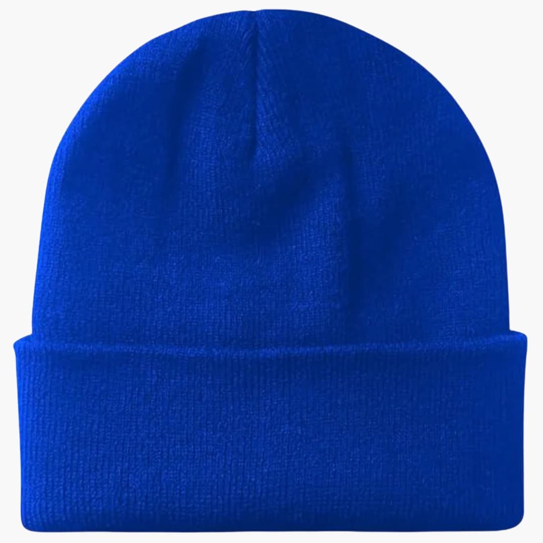 Unisex Strick Wintermütze mit runder Form und Rippoberfläche
