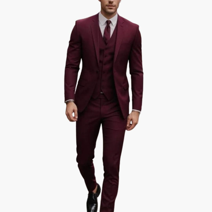 Dreiteiliger Herrenanzug mit maßgeschneidertem Blazer mit langen Ärmeln