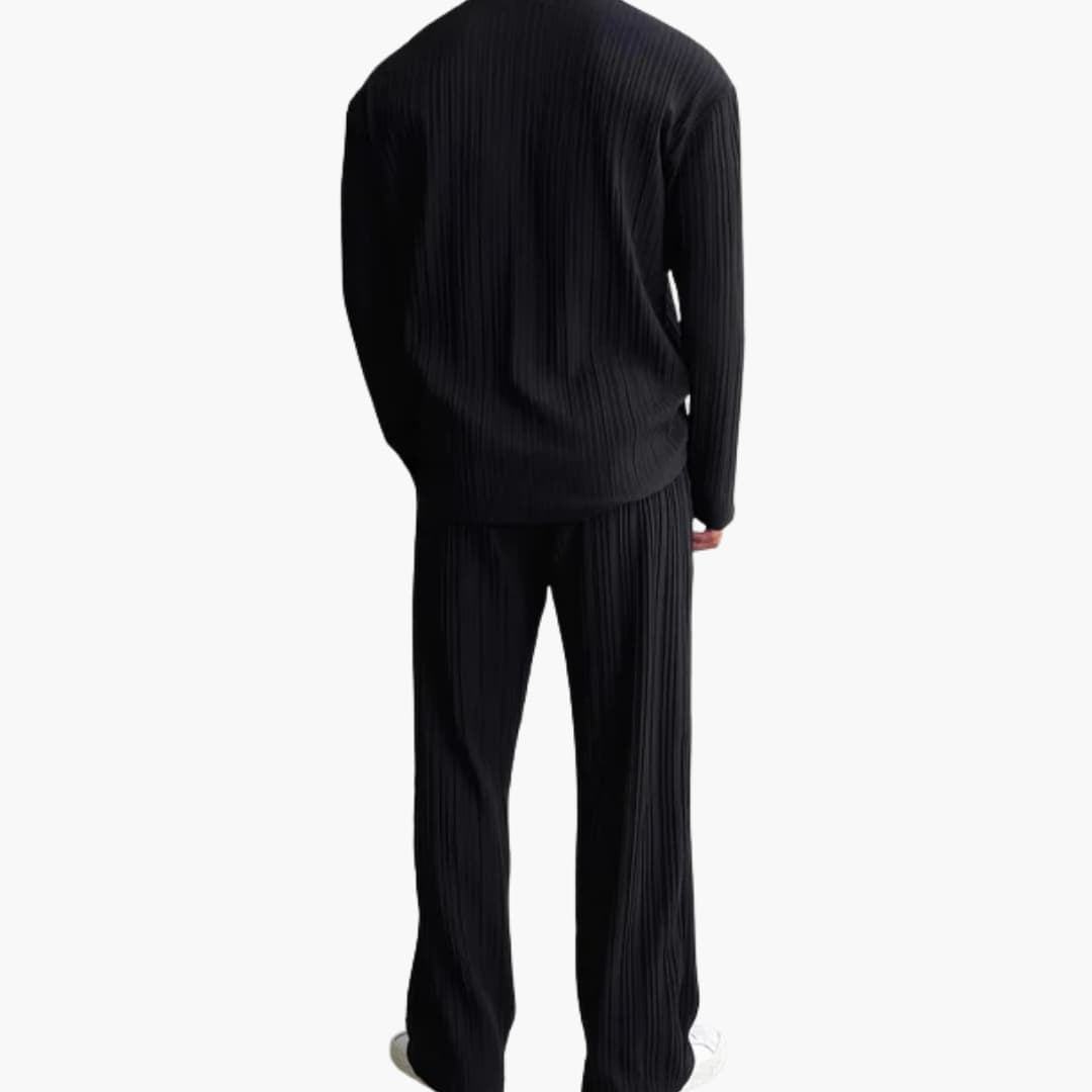 Herren Faltenstruktur Set mit Langarmhemd und Hose