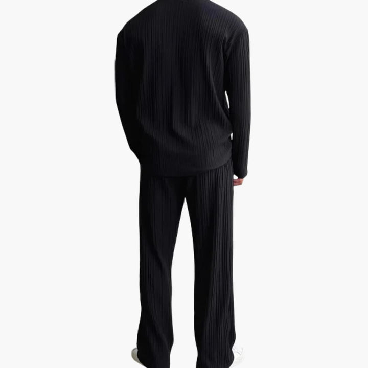 Herren Faltenstruktur Set mit Langarmhemd und Hose